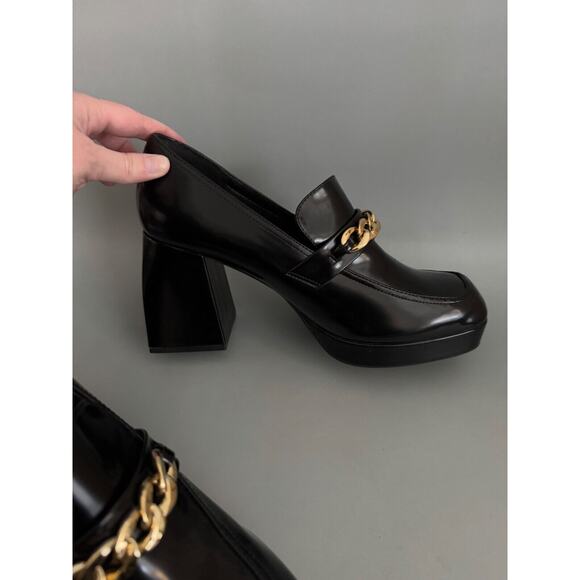 Dream Pairs Loafer Platform Heel Patent Black Gold Chain Dark Academia Women 10 - Picture 5 of 8